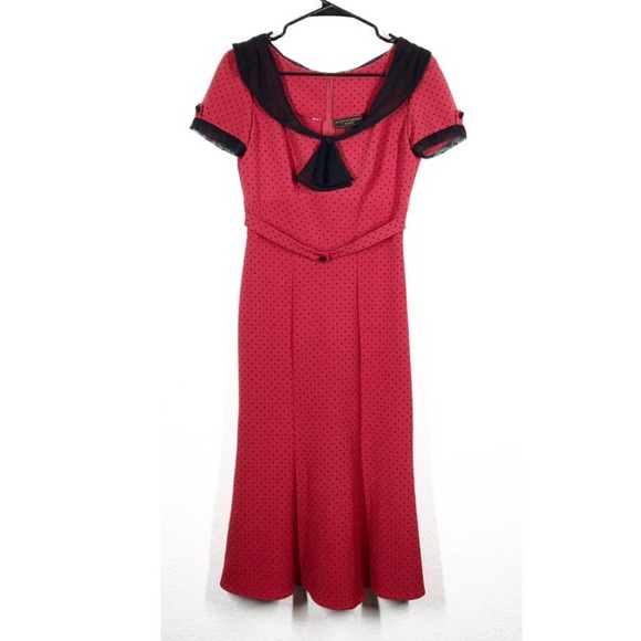 Stop Staring Dresses & Skirts - Stop Staring Alicia Estrada Red Black Polka Dot Midi Dress Retro 50s size S